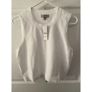 J Crew White Sweater Shell Ultra Fine Cotton Blend Sleeveless Womens Size Medium